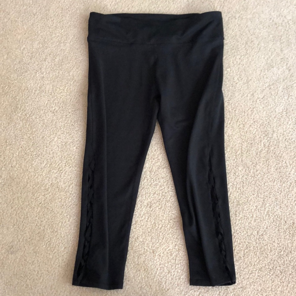 Fabletics Black Leggings w/ cross-cross open side